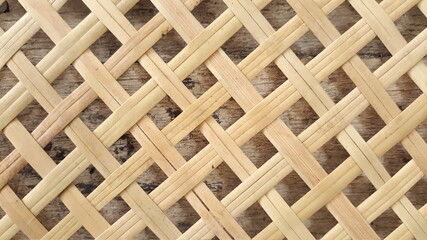 Work surface Woven made of bamboo It is an Asian handicraft.
