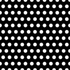 Seamless geometric pattern. White circles on black background. Flat abstract background. Vector illustration