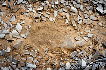 Broken tile frame with copy space