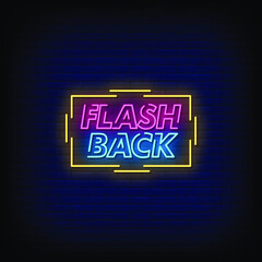 Flashback Neon Signs Style Text Vector - obrazy, fototapety, plakaty