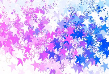 Obraz na płótnie Canvas Light Pink, Blue vector backdrop with small and big stars.
