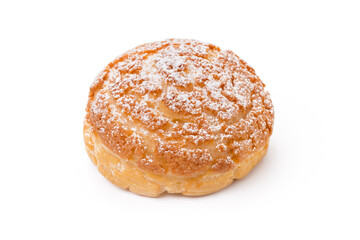 Powdered oat cookie isolated on white background