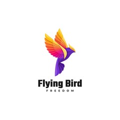 Obraz premium Vector Logo Illustration Flying Bird Gradient Colorful Style.