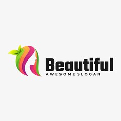 Vector Logo Illustration Beautiful Gradient Colorful Style.