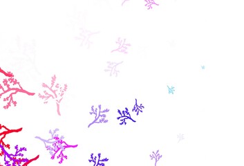 Light Blue, Red vector doodle pattern with branches.