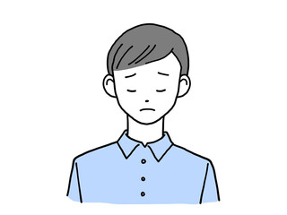 シャツを着た若い男性 悲しむ
