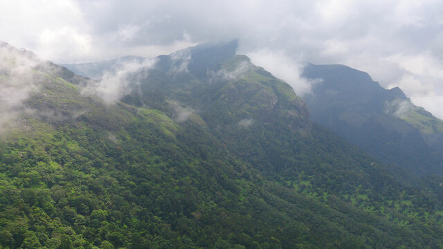 Hills with green grass on the way to Nelliyampathy kerala India