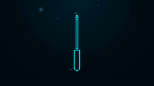 Glowing neon line Knife sharpener icon isolated on black background. 4K Video motion graphic animation