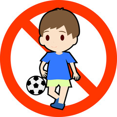 子供の遊び・サッカー禁止のマークのイラスト