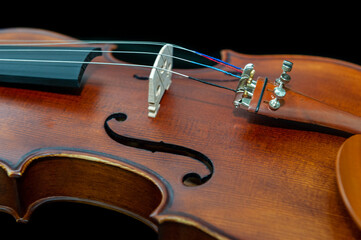 Violin on a black background