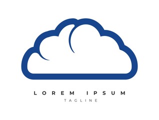 Simple Cloud Logo Design Vector Template Solid Shape