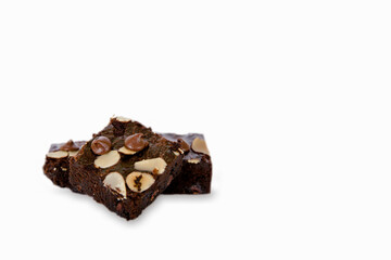 Brownie, Cut Out, White Background, Slice of Cake, Slice of Food