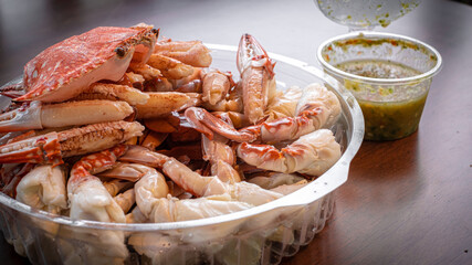 Up close and select focus, steamed blue crab, delicious Thai seafood.