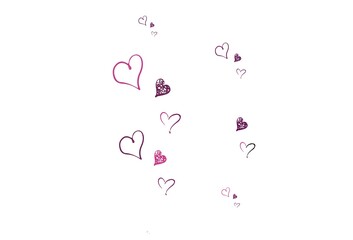 Light Pink vector texture with lovely hearts.