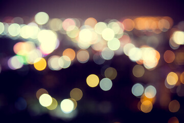 Obraz premium Blur defocus bokeh of light in the city with dark