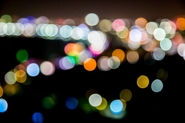 Blur defocus bokeh of light in the city with dark