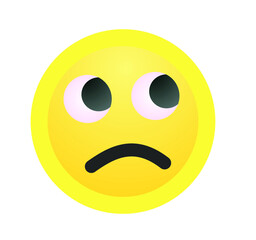 High quality, upset, embarrassed smiley isolated on white background. Popular chat elements. A popular smiley.