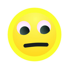 High quality, upset, embarrassed smiley isolated on white background. Popular chat elements. A popular smiley.