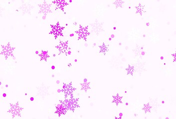 Light Purple vector texture with colored snowflakes.