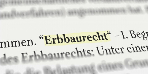 Erbbaurecht im Buch mit Textmarker markiert