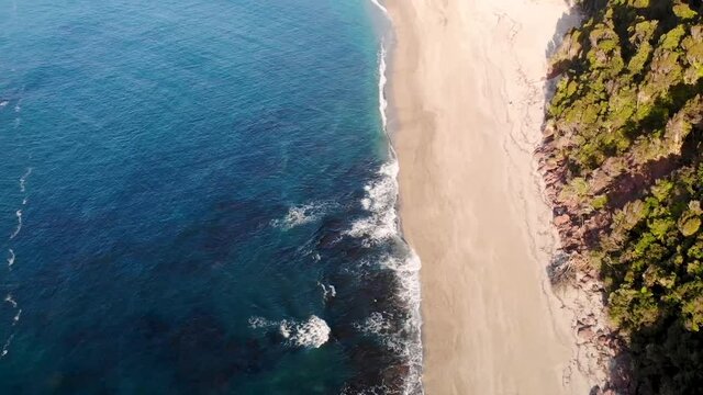 Drone Tracking Forward Above The Popular Monro Beach, Scenic Spot In The West Coast Of New Zealand - aerial