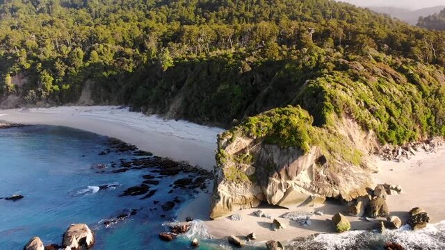 Cliff At The West Coast By The Monro Beach In South Island, New Zealand - panning drone shot