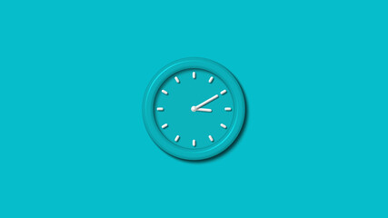 Beautiful 3d wall clock isolated on cyan background,3d wall clock 