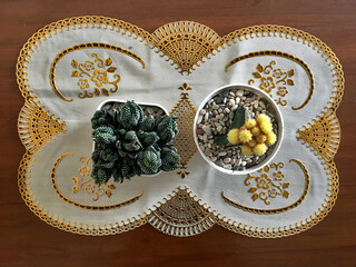 Decorative plant on a wooden table