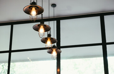 Light bulbs in the cafe.