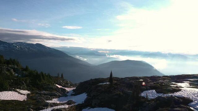 view from the top of the mountain at sunrise