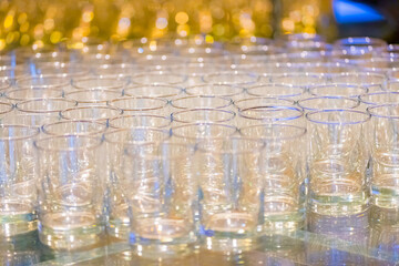 glass upside down arranged on table