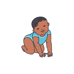 Child crawling at first year of life, sketch vector illustration isolated.