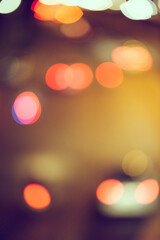 Abstract defocus of bokeh light traffic in the city