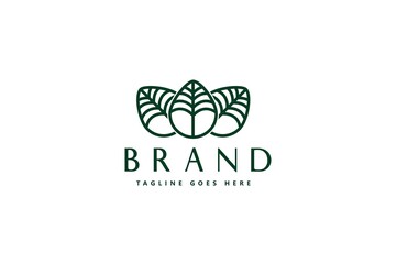 Natural logo, where there are three leaves parallel to the front and back which look beautiful, unique, minimalist and clean