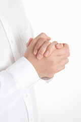 praying hands on white background