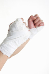 Obraz premium bandaged fists on white background