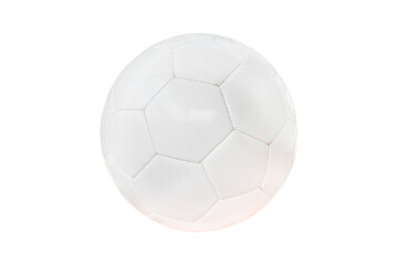 Classic leather soccer ball isolated on white background. Traditional white football equipment to play a competitive game. This photo can be used for sport concept with cut out.