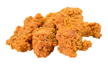 Hot fried chicken leg spicy isolated on white background. Delicious southern Kentucky drumstick crunchy meal. Recipe fast food pieces.