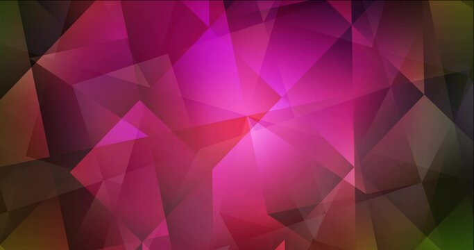 4K looping dark pink, green polygonal video footage. Flowing colorful lights in motion style with gradient. Film business advertising. 4096 x 2160, 30 fps. Codec Photo JPEG.