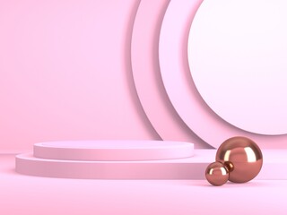 Empty showcase for cosmetic product presentation. Minimal scene