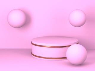 Empty showcase for cosmetic product presentation. Minimal scene