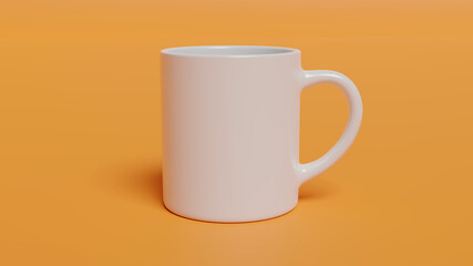 Cup of Coffee, Coffee Mug - Coffee Mug Printing Template. White mug on yellow background