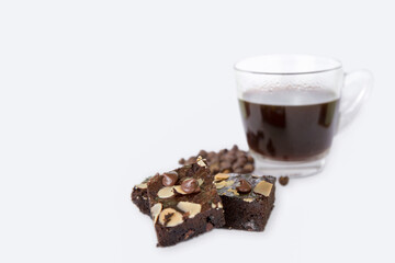 Brownie, Cut Out, White Background, Slice of Cake, Slice of Food