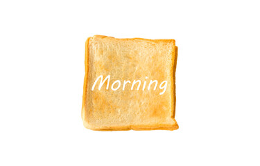 Above view of slice toast bread isolated on white background. Top view of baked bun.
