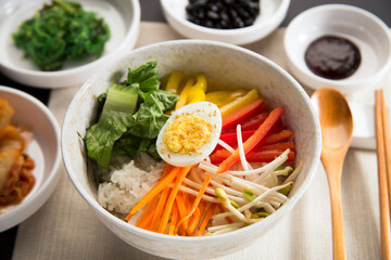 Bibimbap, Korean mixed rice with assorted vegetables