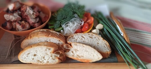 fried meat with bread and herbs
