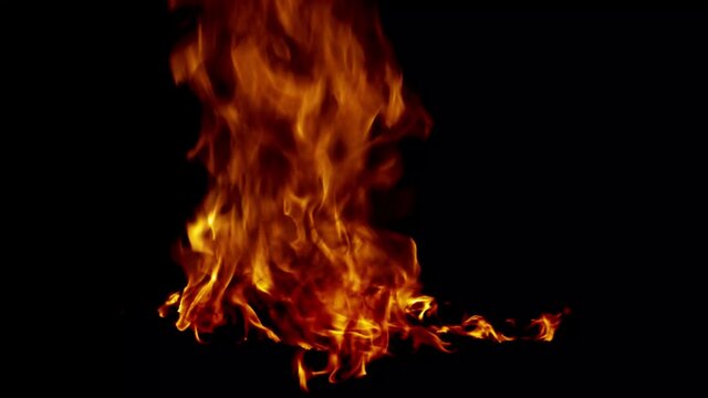 Burning fire. Bonfire. Closeup of flames burning slow motion effect background footage motion graphics, or as a background or overlay 4K