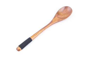 Wooden spoon isolated on white background, japanese style