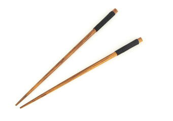 Wooden chopsticks isolated on white background, Japanese style