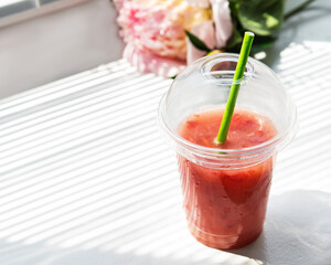 Refreshing summer drink with strawberry